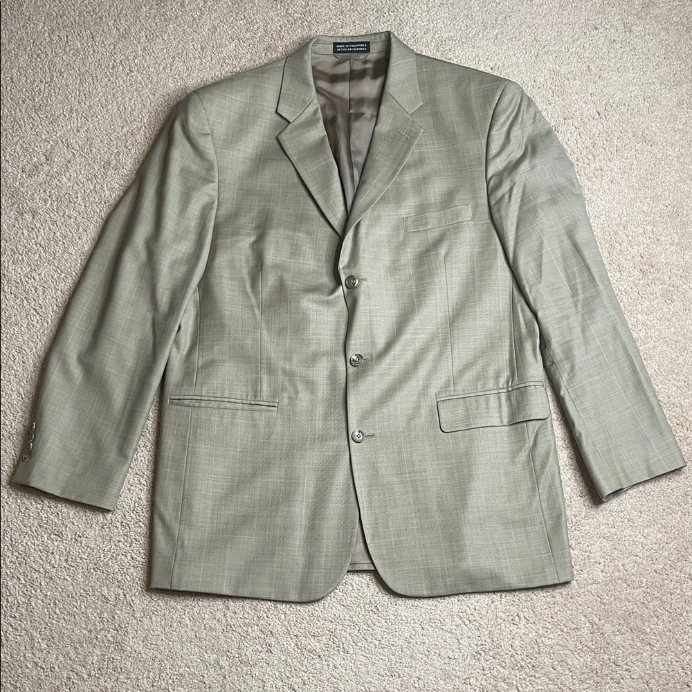 Stafford Light Creme/Gray Sport Coat with Blue Accents